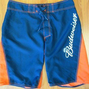 BUDWEISER UNLINED POLYESTER SWIM SHORTS Sz 30